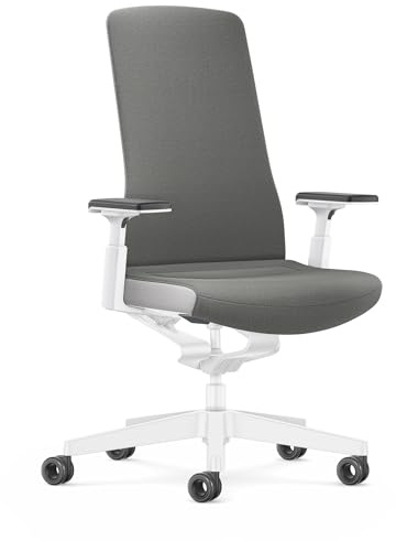 Interstuhl Bürostuhl Pure Interior Edition - Der Schreibtischstuhl der Sich an Gewicht und Bewegung anpasst - ergonomische Smart-Spring Technologie - Made in Germany (4D-Armlehne, Grau | Weiß)