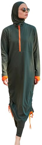 Islamisch gemusterter bescheidener Badeanzug in voller Länge für Frauen | 4-teiliges muslimisches Burkini-Set (Oberteil, Hose, Haube, Bustier) | Langärmliger Rashguard mit vollständiger Abdeckung