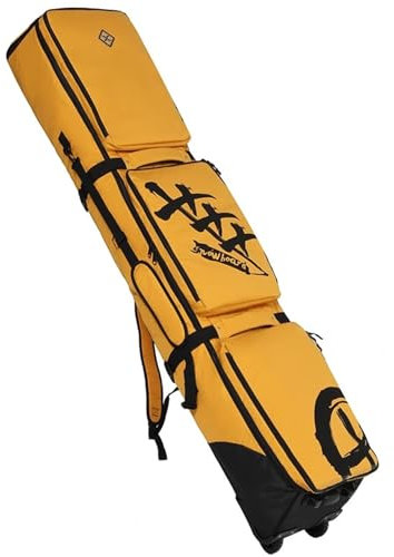 Lzyjck Snowboard-Rolltasche Mit Rädern Doppel-Roll-Skitasche 65,3-68,5 Zoll Gepolsterte Skitaschen Mit Verstellbarer Länge Für Snowboardstiefel Für Flugreisen,Gelb,65.3×14.2×12.6 inch