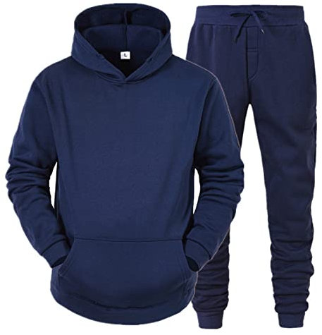 Generisch Männer und Winter Anzug Freizeit Einfarbig Reißverschluss Pullover Hosen Sportanzug Bauchtanz Weste (Navy, M)