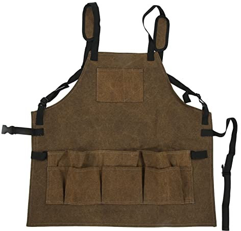 Jwthee Woodworking Apron, Shop Apron Canvas Apron Work Tool Apron Heavy Duty Adjustable Work Apron with Pockets for Men and Women