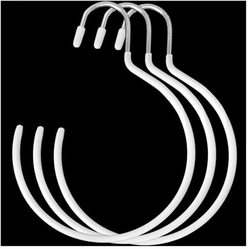 XGNG 3pcs Circle Dipped Rubber Hangers White Multifunctional Organizer Scarf Ring Hanger Anti-Slip Belt Holder Tie Hooks Wardrobe Accessories