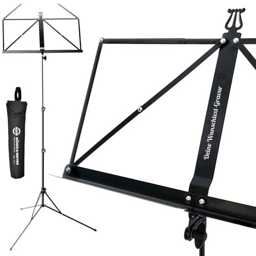 K-M 101 Notenständer Schwarz inkl Tasche mit personalisierter Gravur