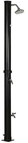 Outsunny Doccia Solare da 20L con Rubinetto Inferiore e Temperatura Regolabile, Doccia da Giardino in Lega di Zinco, 15.5x15.5x222 cm, Nero