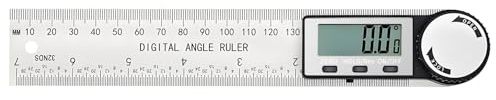 QUMOX Goniometro digitale per angoli, righello digitale per angoli in acciaio inossidabile da 400 mm con ampio display LCD per lavorazione del legno, edilizia,Argento