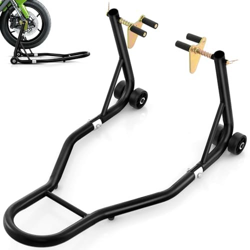 Cavalletto per moto, regolabile, resistente, in metallo, su ruote, per riparazioni in garage e officina, perfetto per la manutenzione e lo stoccaggio