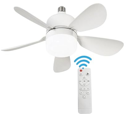 Lampadina lampada GLOBO LED E27 19W lampadario a sospensione con Ventilatore 9W, Telecomando, Dimmerabile, CCT 3000K-4000K-6500K, 3 Velocità Regolabili per camare letto cucina bagno
