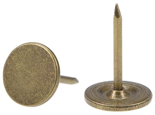 TA-VIGOR 30 Stück Schwerlast-Flachkopf-Reißnägel, Dekorative Pinnadeln für Wände, Möbel, Korktafeln & Bulletin Boards – 11mm x 17mm Polsternägel für Heim- und Bürogebrauch & DIY, Bronze