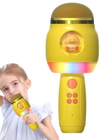 Iouyjiu Microfono cantante wireless, microfoni di karaoke, Microfono per bambini con fumetto di luci a LED per karaoke, Forniture di canto portatili per casa e all'aperto
