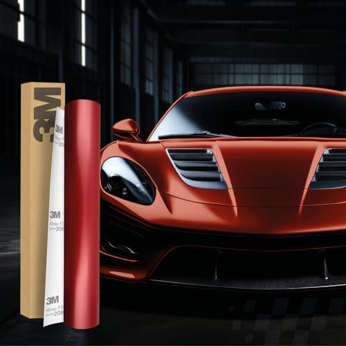 3M 2080 Car Wrapping Folie Selbstklebende Autofolie für Auto Motorrad Boot 3D Lackschutzfolie mit Luftkanälen zum Folieren (SP273 Satin Vampire Red, 50 x 152cm)