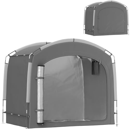 Outsunny Bike Storage Tent, Portable Bicycle Storage Shed, Waterproof Outdoor Bike Cover with 210D Oxford Fabric and Carry Bag for 3-4 Bikes, Lawn Mower, Garden Tools, Dark Gray