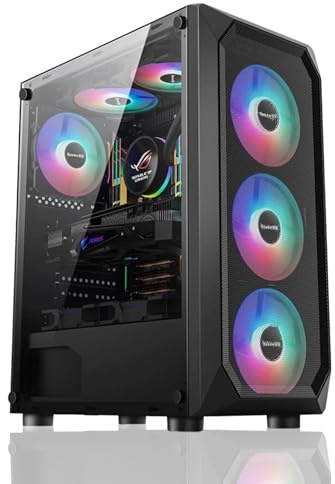 TitanFusion Gaming PC Ryzen 5 5500, GeForce RTX 4060, B450, 16GB(8GB*2) 3200MHz DDR4 RAM, 1TB NVMe SSD, P550W, 5 RGB Lüfter, WLAN, Leistungsstarker Gaming- und Kreativ-PC