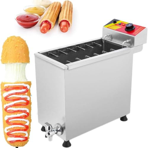 MJMLUCK Friteuse Commerciale au gaz GPL, 21 L, pour Hot-Dogs, saucisses, Hot-Dogs, Restaurant, Maison, 630 x 252 x 545 mm
