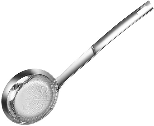 Mestolo setaccio in acciaio inox, perfetto per scolare brodi, salse e zuppe