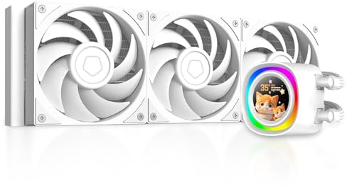 ID-COOLING FX360 LCD PE WHITE 360mm AIO CPU Cooler, 1.48 LCD, 350W | Customizable LCD Screen, 4.35mmH2O High Static Pressure Fan, Air Flow 88.75CFM Max, Intel LGA1851/1700/1200/115X &AMD AM5/AM4