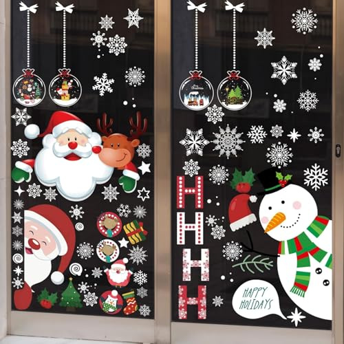 9 Sheet Stickers Noel Fenetre, Stickers Noel Vitrine Autocollant Fenetre Noel,Feuilles Sticker Noel Fenetr Autocollant Noel Reutilisable Pour Decoration Noel Vitre,Deco Christmas Fenetres