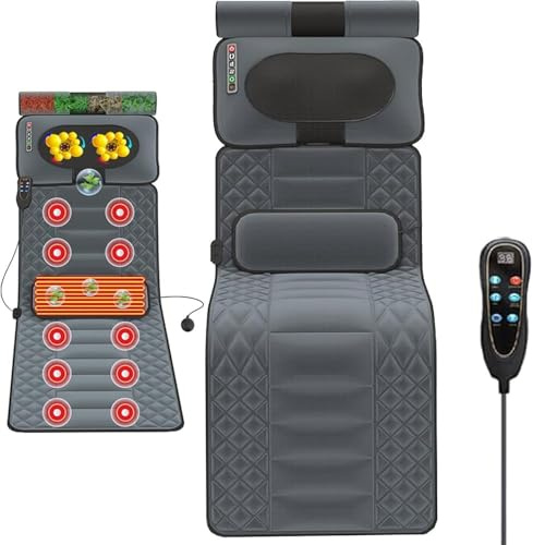 Matelas de massage chauffant avec thérapie thermique, soulagement de la douleur du corps complet pour soutien lombaire, 9 modes de conception pliable