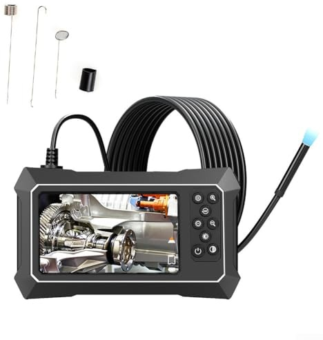 Yuanpgky 10,9 cm IPS-Bildschirm-Endoskop-Inspektionskamera mit 1080P HD-Auflösung, IP67 wasserdicht und 180° Spiegelklappe, kompatibel mit Autoreparatur und Rohrleitungen (10 Meter)