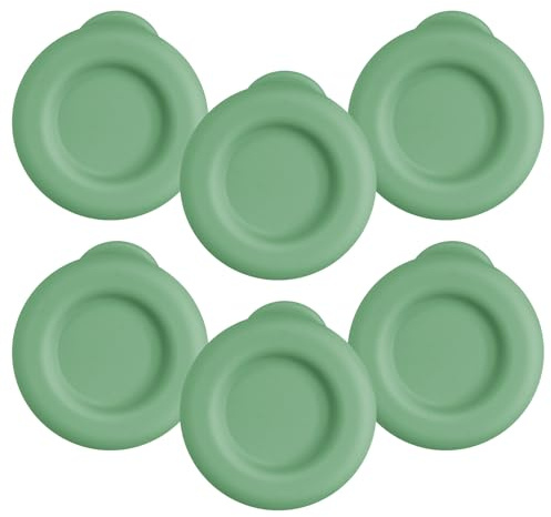 Luomorgo 6 Pcs Milk Bottle Caps - 48mm Diameter Reusable & Airtight Lids for Stanpac & Libbey Glass Bottles Replacement Caps (Green)
