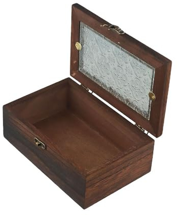FACAIIO Nordic Retro Massivholz Begonie Blume Glas Desktop Aufbewahrung Dekorative Box Schmuck und Kosmetik
