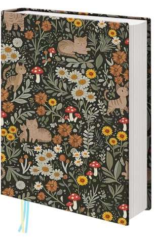 bolimoss Buchumschlag mit Katzen-Blumenmuster, bedruckte Baumwoll-Buchhüllen, waschbare Buchumschläge mit Lesezeichen, wiederverwendbar, verstellbar, weicher Taschenbucheinband für Romane, Hardcover