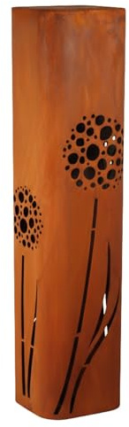 Rostikal Cortenstahl Gartensäule Pusteblume 80 cm Edelrost Gartendeko Rost | Rostsäule, Blumensäule und Dekosäule - Rostdeko Gartenskulptur, witterungsbeständig für draußen