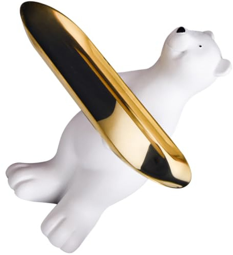 IMUSINICE Figura Decorativa de Oso de Resina Sintética con Bandeja Extraíble Ligera para Decoración en Restaurantes y Bares con Diseño Artístico y Realista