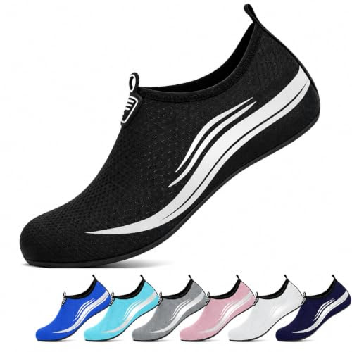 SCCGKP Beach Shoes Water Shoes Women Men Quick Dry Sea Shoe Breathable Aqua Swim Shoe Lightweight Barefoot (Black, Adult, Men, 10, Numeric, UK Footwear Size System, Medium)