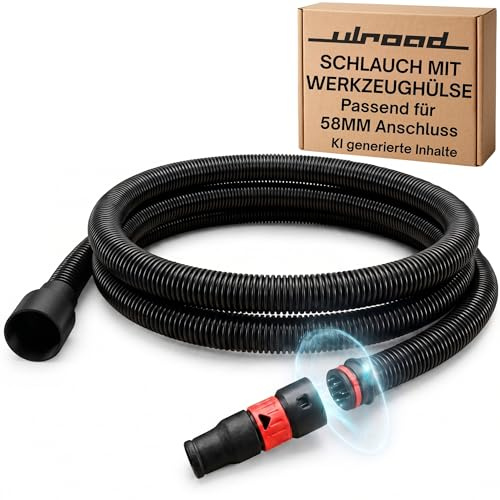 ULROAD 1,5 m dammsugarslang lämplig för Bosch Professional GAS 12 25 L SFC 35 50 M 55 sugare – reservslang dammsugarslang inklusive verktygshylsa och klickanslutning