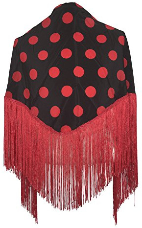 La Señorita Spanischer Manton, Tuch/Schal schwarz mit roten Punkten
