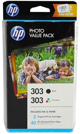HP 303 Tintenpatronen + Fotopapier - Schwarz und Farben
