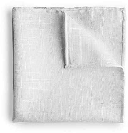 Goldsman Herren Einstecktuch weiß handrolliert aus Baumwolle/Leinen in edler Geschenk-Box. Elegantes Tuch hand made zum Hemd, Sakko oder Anzug.