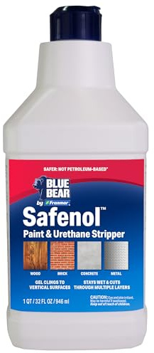 BLUE BEAR Safenol Paint & Urethane Stripper, Low Odor, Safer, Non-caustic Remover for Paint, Urethane, Enamel & Sealers, Indoor/Outdoor, Clings to Vertical Surfaces -(1 Quart)