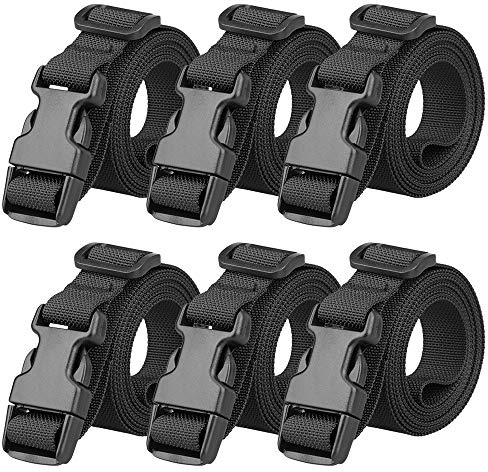 Magarrow 200cm Koffergurt Kofferband Gepäckgurte Gurtband mit Verstellbare Schnallen Einstellbare für Reise (Schwarz- 6pcs)