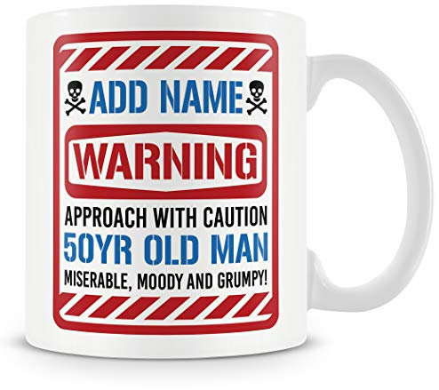 MUGGZ 50th Birthday Mug – 50 Grumpy Old Man – Personalised Cup Gift