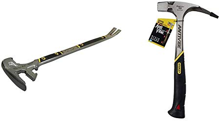 Stanley FatMax Fubar III (5-in-1 Abbruchwerkzeug, Vorschlaghammer, Stemmeisen) & FatMax Antivibe Latthammer (600 g Kopfgewicht, 340 mm Länge, ergonomischer DynaGrip-Griff)