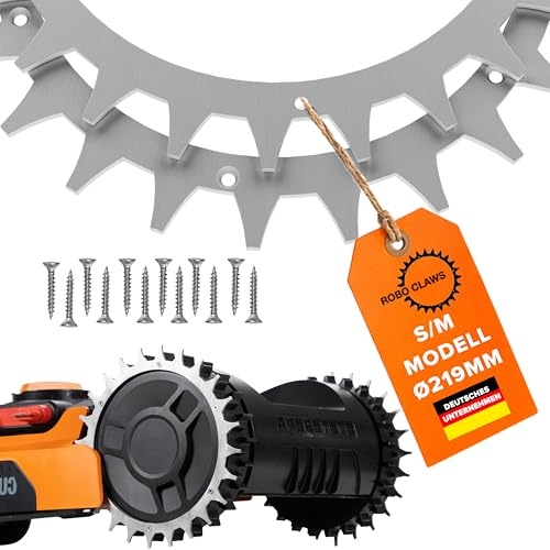 Edelstahl Spikes für alle Worx Landroid S und M Modelle – 3 mm Edelstahl Traktionsspikes (⌀219mm) – Mähroboter Zubehör inkl. 12 Edelstahlschrauben – entgratet und poliert von ROBO CLAWS