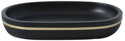 Spirella Seifenschale Steinoptik dekorative Badausstattung Seifenablage Bly Maße: 11 x 11 x 3 cm-Schwarz Gold matt, Green, 13,3 x 9,3 x 2,2 cm