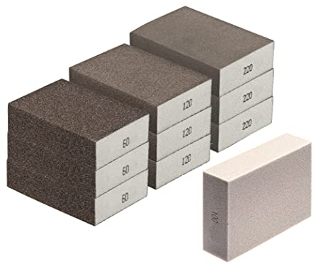 Schleifschwamm- SET GROB MITTEL FEIN + 1 WEIßER Schleifschwamm für helle Flächen 3x3+1 Körnung K60 K120 K220+ 100 weiß DIY Handschleifer für vers Materialien hochwertiger Schleifklotz Schleifblock