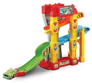 VTech - Pistas de Carreras 4 en 1 TutTut Bólidos, Circuito de Coches Interactivo con Cuatro Modos de Juego y un vehículo Incluido, Multicolor, Versión ESP