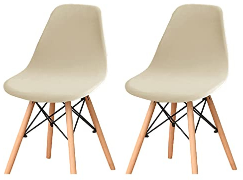 YOPOIY Schalenstuhl Stuhlhussen Samt, Stretch Mid-Century Modern Küchenstühle Husse Weich wiederverwendbar Stuhlbezug Protector für Bankett-Küchen-Wohndekoration -Beige-2 PCS