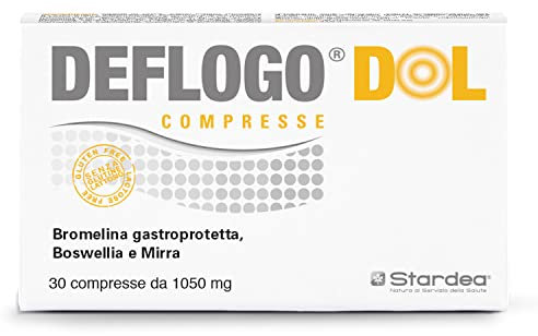 Stardea DEFLOGO DOL, Stati di Tensione Localizzati, Funzionalità Articolare, Bromelina da Ananas, Acido ialuronico, Boswellia, Mirra, 30 compresse, Senza glutine