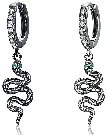 Schlangen Tropfen Ohrring, 925 Sterling Silber Vintage Schlange Huggie Creolen Ohrringe Schmuckstücke für Frauen Mädchen