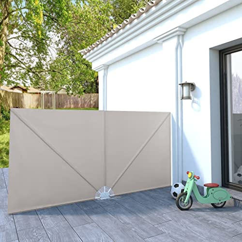 KTHLBRH Faltbarer Terrassen-Seitenfächer Creme 300×150 cm, Sichtschutz Zaun, Balkonmarkisen, Balkonsichtschutz - Privatsphäre und stilvolle Dekoration für Ihren Balkon