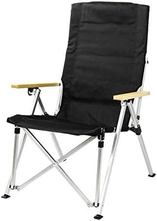 BUNIQ Campingstuhl, Outdoor-Klappstuhl, Verstellbarer Stuhl mit Langer Rückenlehne, Outdoor-Camping-Lounge-Stuhl, Picknick-Strandstuhl, Angelstuhl (Color : Black)