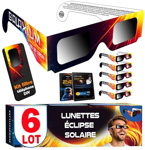 Galaxium 6 Pack Solförmörkelse Glasögon 2026 ISO 12312-2 Certifierade | Glasögon för Solförmörkelse | Skyddsglasögon för Eklips | Certifierade Solglasögon
