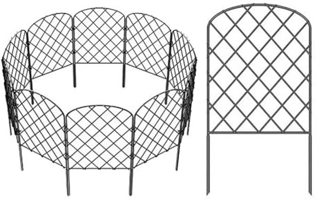MyLink 10 Pack Decorative Garden Fence, Total 10ft(L) x 24in(H) Animal Barrier Border, No Dig Dog Fence,Black Thicken Rustproof Metal Wire Section Edging Fencing Panel for Outdoor Garden Yard, Arched
