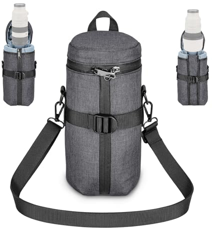 NEEWER Kameraobjektivtasche für 113 x 240mm DSLR spiegellose Kameraobjektiv, wasserabweisend, Dicke, erweiterbare Schutztasche mit abschließbaren Reißverschlüssen, Schultergurt, Rückenschnalle, PB011