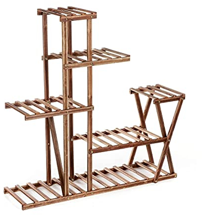 DDNGEJ Pflanzenständer 5-lagige Pflanzenregale aus Holz, Regal, Ausstellungsregal, für Zuhause, drinnen und draußen, Hof, Garten, Terrasse, Balkon, Blumentopfständer, Blumenständer