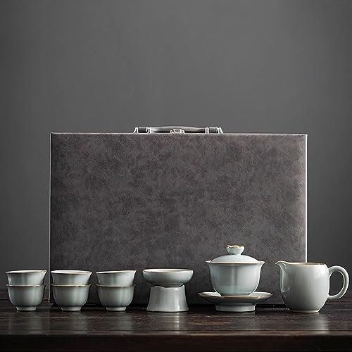 XaEjNzwDT teteras para te Tetera marroqui uego de Cafe Juego de té Tianqing RU Kiln, Juego de té de Estilo Chino de Lujo Ligero para el hogar(Color:A,Size:)